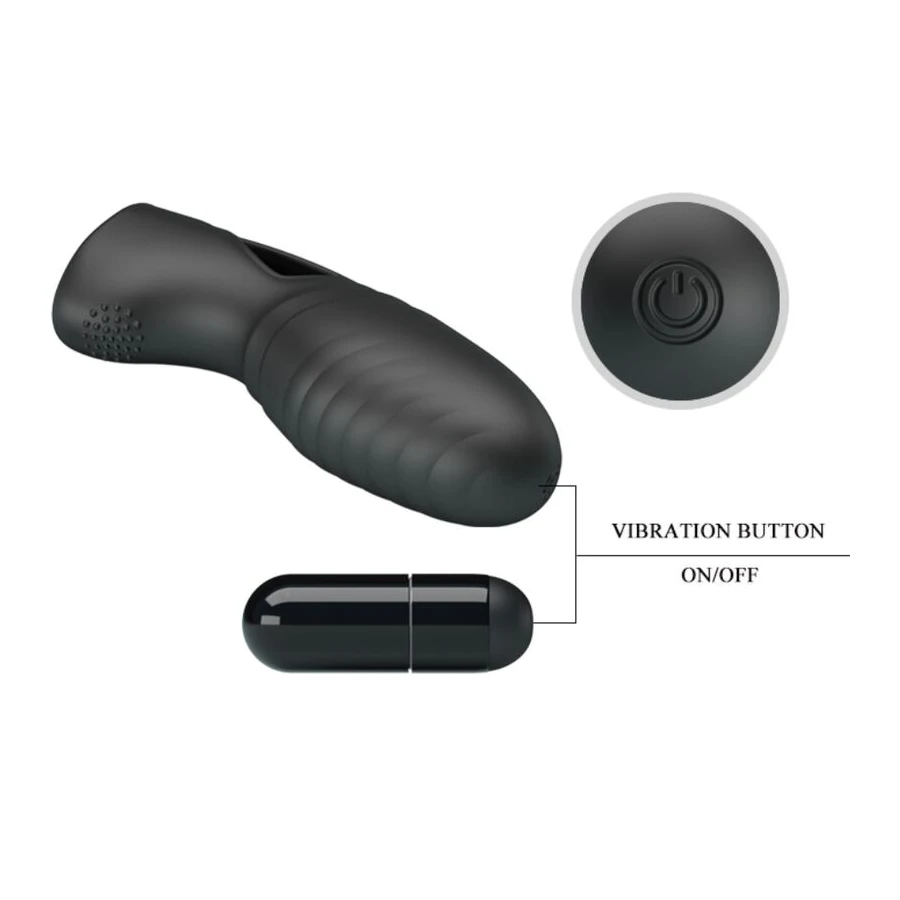 PRETTY LOVE - VIBRATORE DA DITO IN SILICONE ALAN NERO